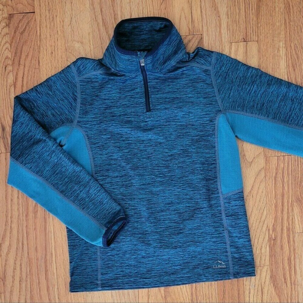 L.L. Bean Quarter Zip Pullover Size 8 Small Youth Pullover Blue Performance